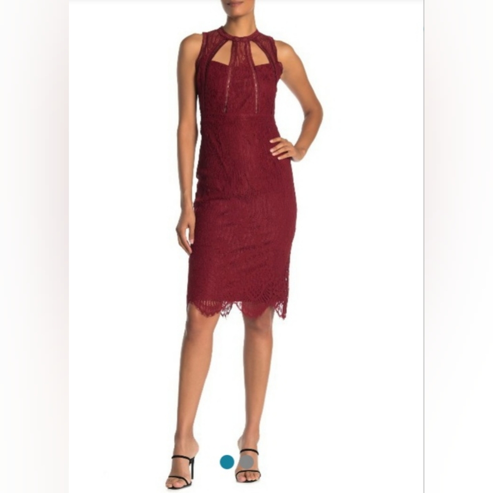 Love By Design Burgundy Lace Midi Dress